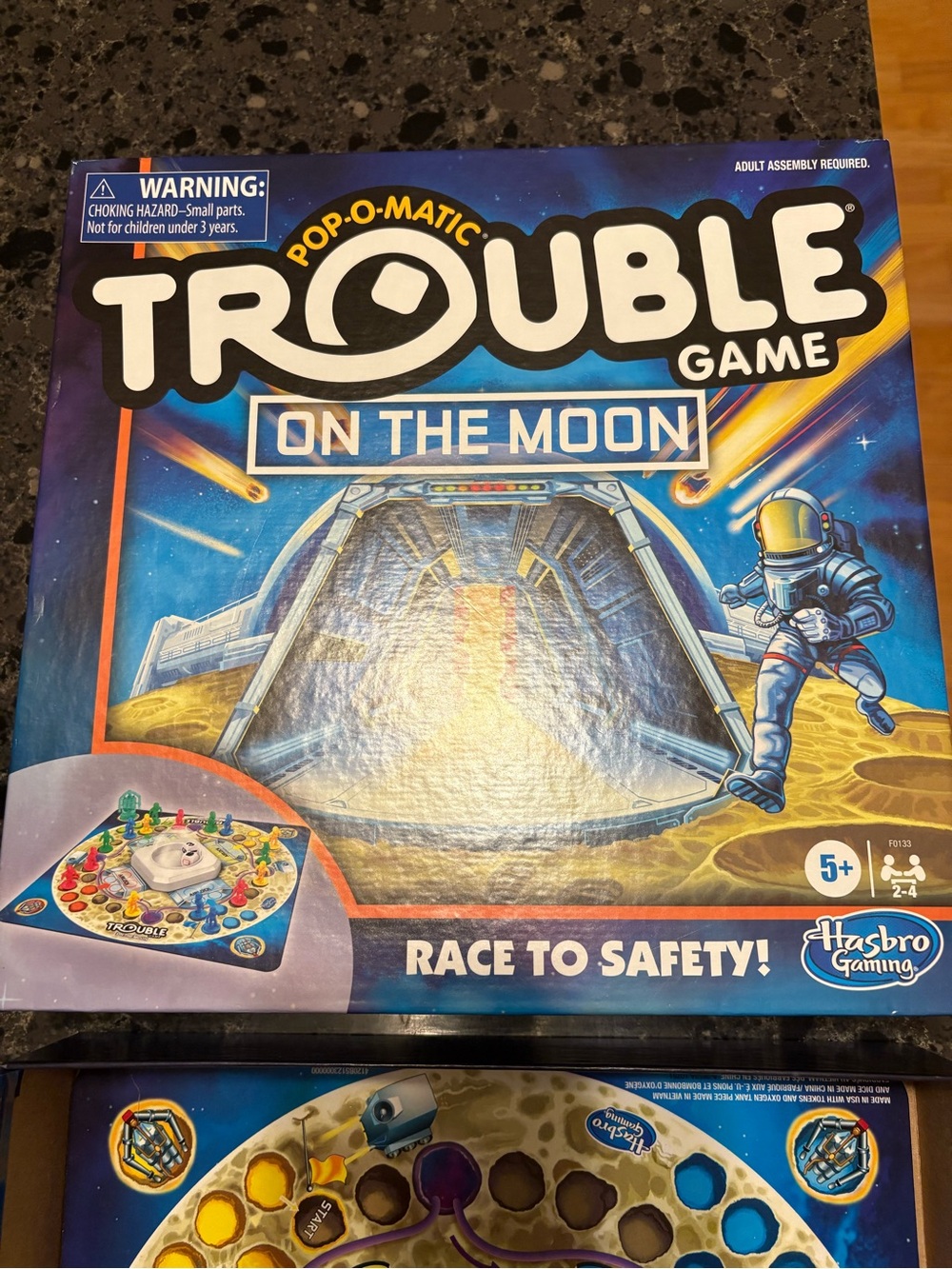 Hasbro Trouble On The Moon Game - Blue and Yellow Box Artwork